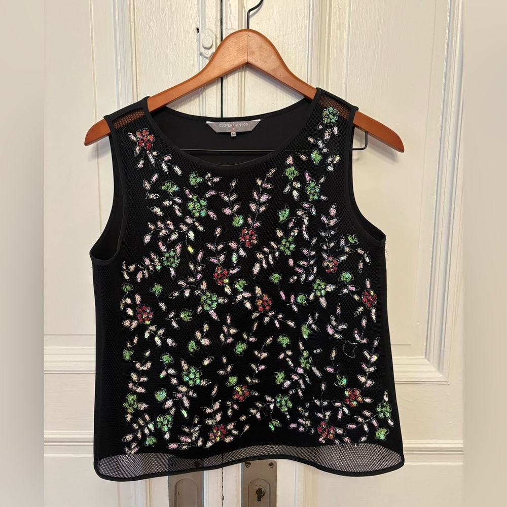Vintage Sequined mesh top - size M